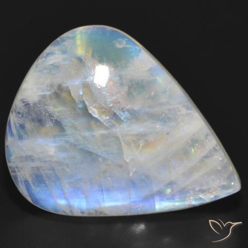 Piedra lunar arcoíris Blanco azulado natural de 20.35 ct, En forma de pera, Translúcido