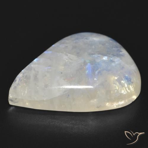 Piedra lunar arcoíris Blanco azulado natural de 20.35 ct, En forma de pera, Translúcido