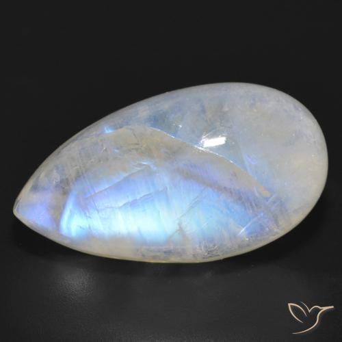 20.60ct Natural Blanco azulado Piedra lunar arcoíris, En forma de pera, Translúcido