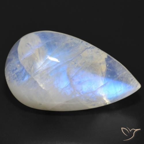 22.05ct Natural Blanco azulado Piedra lunar arcoíris, En forma de pera, Translúcido