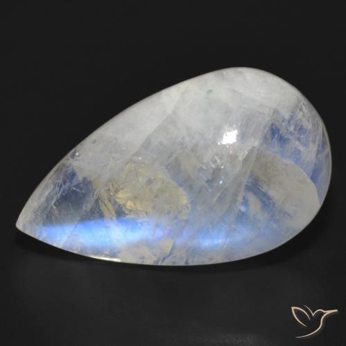 Piedra lunar arcoíris Blanco azulado natural de 22.05 ct, En forma de pera, Translúcido