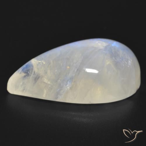 Piedra lunar arcoíris Blanco azulado natural de 22.05 ct, En forma de pera, Translúcido