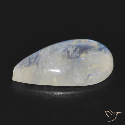 Piedra lunar arcoíris Blanco azulado natural de 7.51 ct, En forma de pera, Translúcido
