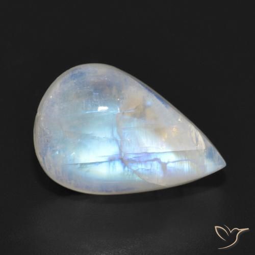 6.93ct Natural Blanco azulado Piedra lunar arcoíris, En forma de pera, Translúcido