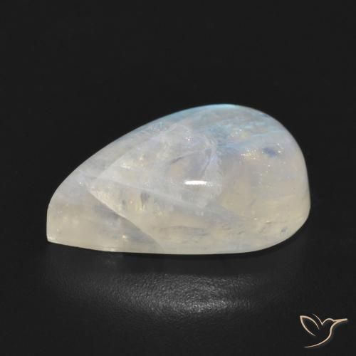 Piedra lunar arcoíris Blanco azulado natural de 6.93 ct, En forma de pera, Translúcido