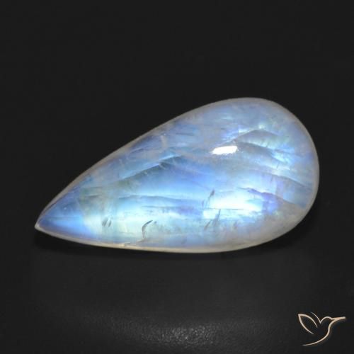 7.64ct Natural Blanco azulado Piedra lunar arcoíris, En forma de pera, Translúcido