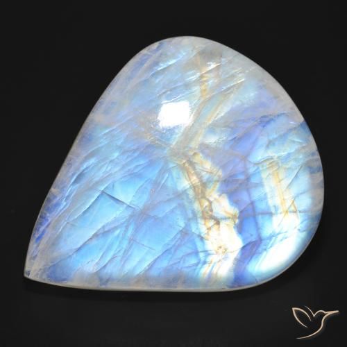 76.92ct Natural Blanco azulado Piedra lunar arcoíris, En forma de pera, Translúcido