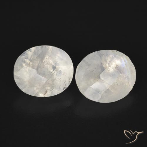 2.24ctw Natural Blanco azulado Piedra lunar arcoíris, Ovalada, Transparente