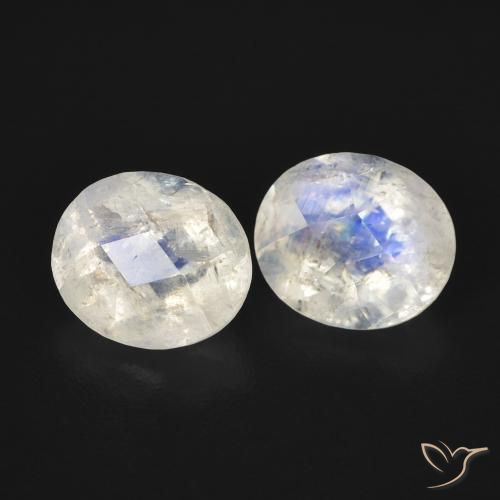Gemas de Piedra lunar arcoíris Blanco azulado natural de 2.16 ct, Ovalada, Transparente