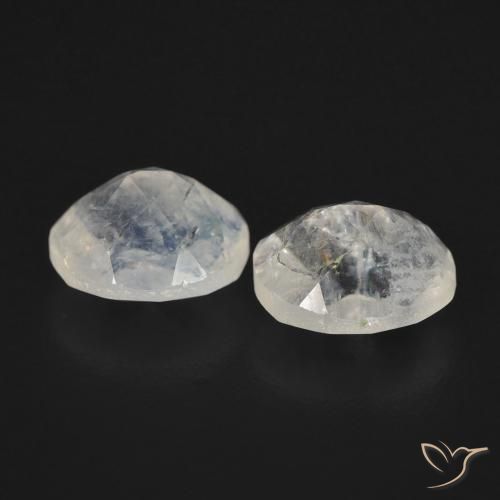Gemas de Piedra lunar arcoíris Blanco azulado natural de 2.16 ct, Ovalada, Transparente
