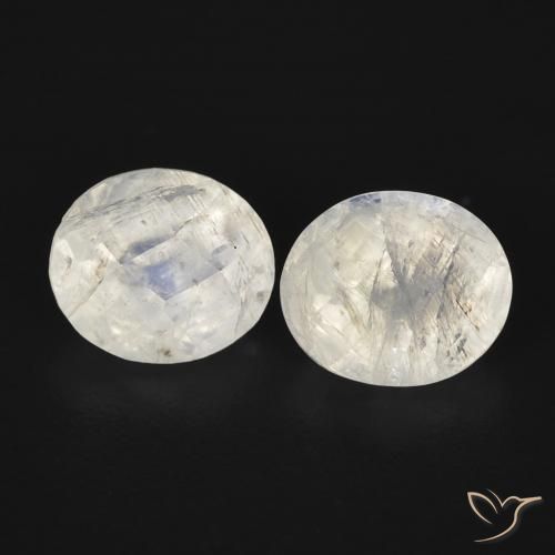 2.18ctw Natural Blanco azulado Piedra lunar arcoíris, Ovalada, Transparente