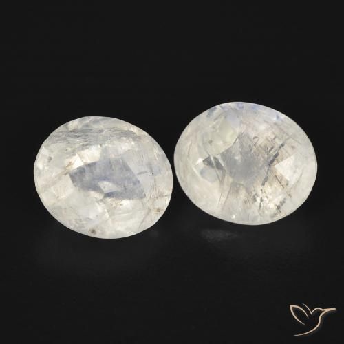 Gemas de Piedra lunar arcoíris Blanco azulado natural de 2.18 ct, Ovalada, Transparente