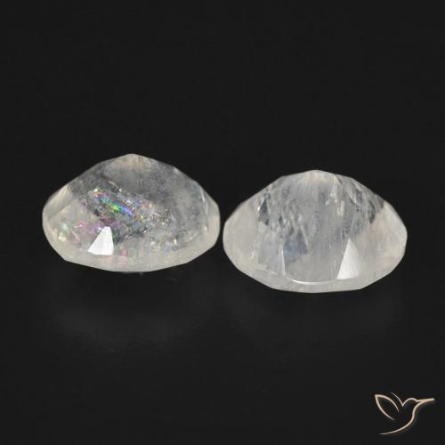 Gemas de Piedra lunar arcoíris Blanco azulado natural de 2.18 ct, Ovalada, Transparente