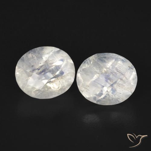 2.41ctw Natural Blanco azulado Piedra lunar arcoíris, Ovalada, Transparente