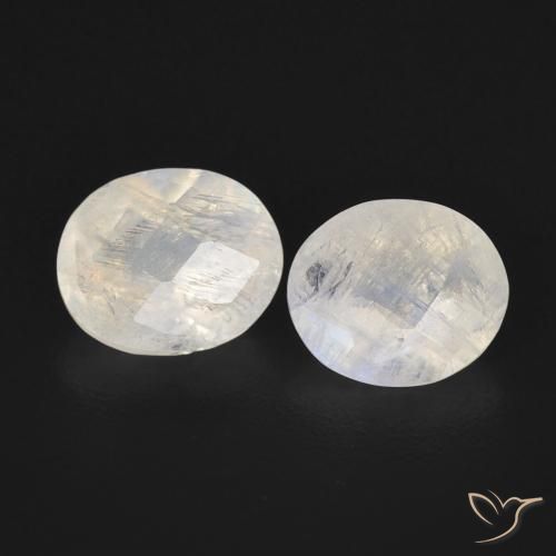 1.91ctw Natural Blanco azulado Piedra lunar arcoíris, Ovalada, Transparente
