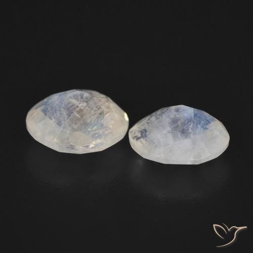 Gemas de Piedra lunar arcoíris Blanco azulado natural de 1.91 ct, Ovalada, Transparente