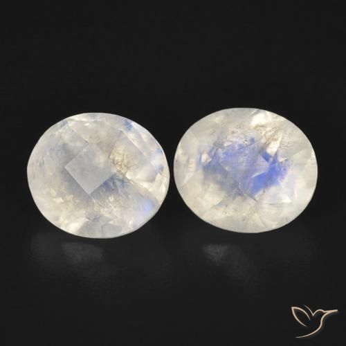 Gemas de Piedra lunar arcoíris Blanco azulado natural de 2.44 ct, Ovalada, Transparente