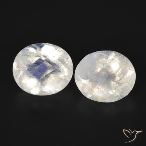 2.22ctw Natural Blanco azulado Piedra lunar arcoíris, Ovalada, Transparente