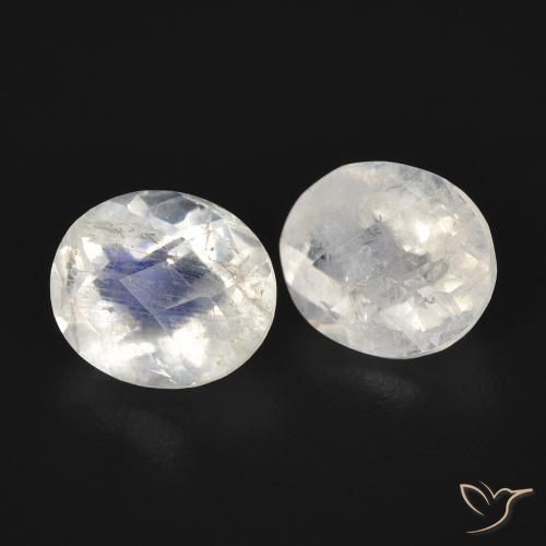 Gemas de Piedra lunar arcoíris Blanco azulado natural de 2.22 ct, Ovalada, Transparente
