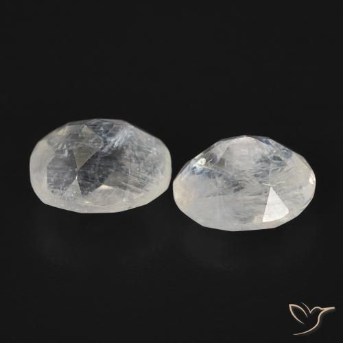 Gemas de Piedra lunar arcoíris Blanco azulado natural de 2.22 ct, Ovalada, Transparente