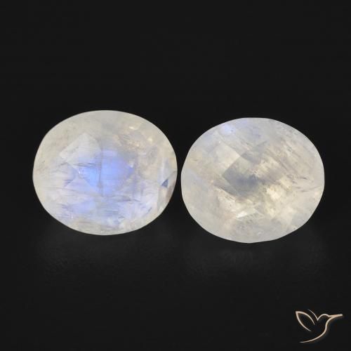 2.27ctw Natural Blanco azulado Piedra lunar arcoíris, Ovalada, Transparente