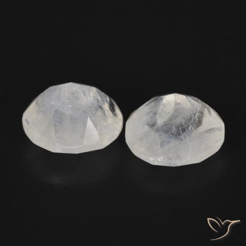 Gemas de Piedra lunar arcoíris Blanco azulado natural de 2.27 ct, Ovalada, Transparente