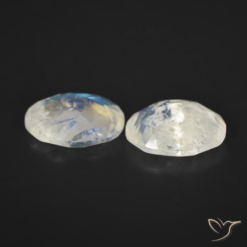 Gemas de Piedra lunar arcoíris Blanco azulado natural de 5.65 ct, Ovalada, Transparente