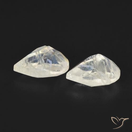 Gemas de Piedra lunar arcoíris Blanco azulado natural de 0.88 ct, En forma de pera, Transparente