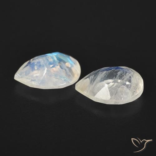Gemas de Piedra lunar arcoíris Blanco azulado natural de 1.28 ct, En forma de pera, Transparente