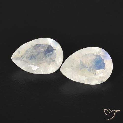 1.13ctw Natural Blanco azulado Piedra lunar arcoíris, En forma de pera, Transparente