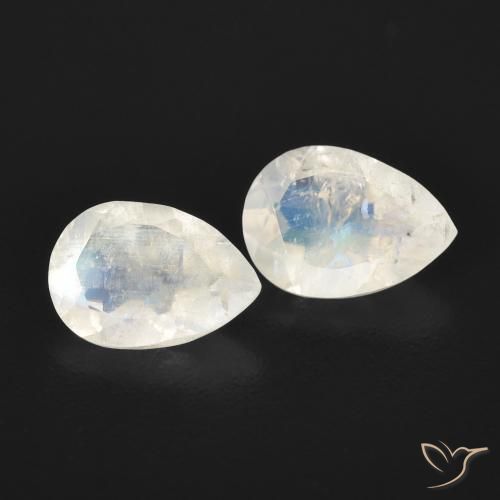 Gemas de Piedra lunar arcoíris Blanco azulado natural de 1.13 ct, En forma de pera, Transparente