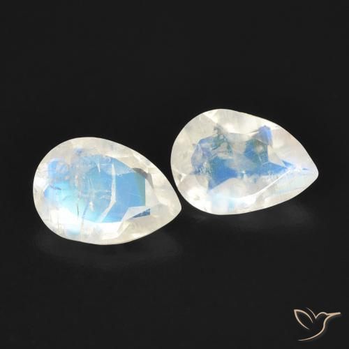 1.02ctw Natural Blanco azulado Piedra lunar arcoíris, En forma de pera, Transparente