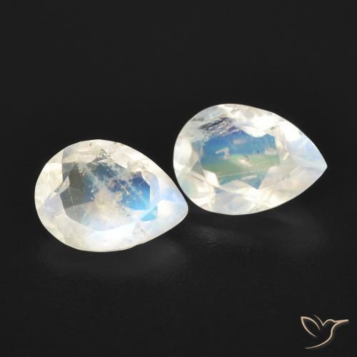 1.35ctw Natural Blanco azulado Piedra lunar arcoíris, En forma de pera, Transparente