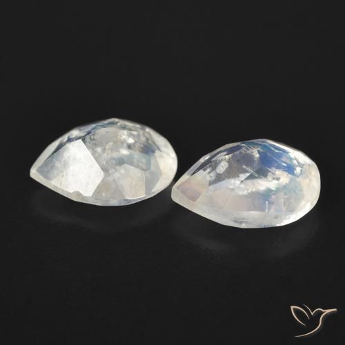 Gemas de Piedra lunar arcoíris Blanco azulado natural de 1.35 ct, En forma de pera, Transparente