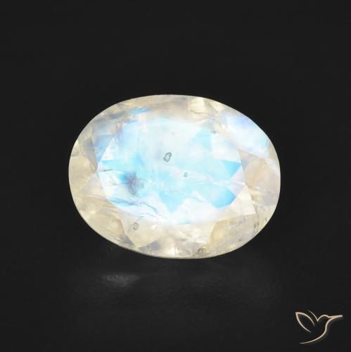1.71ct Natural Blanco azulado Piedra lunar arcoíris, Ovalada, Transparente