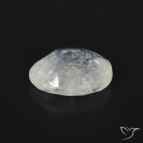 Piedra lunar arcoíris Blanco azulado natural de 1.55 ct, Ovalada, Transparente