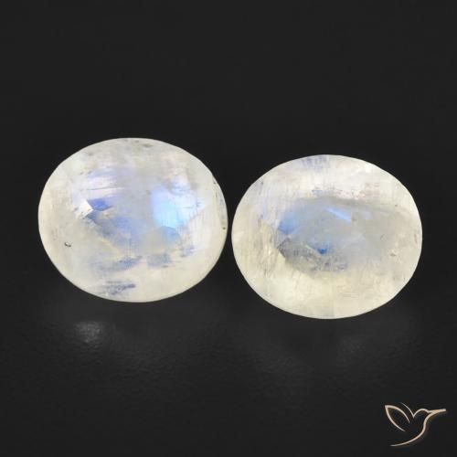 2.56ctw Natural Blanco azulado Piedra lunar arcoíris, Ovalada, Transparente