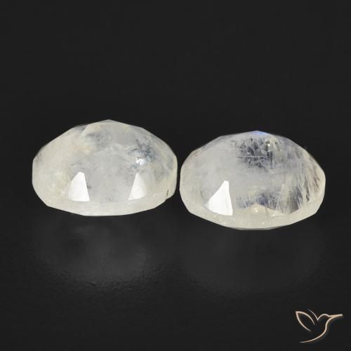 Gemas de Piedra lunar arcoíris Blanco azulado natural de 2.56 ct, Ovalada, Transparente