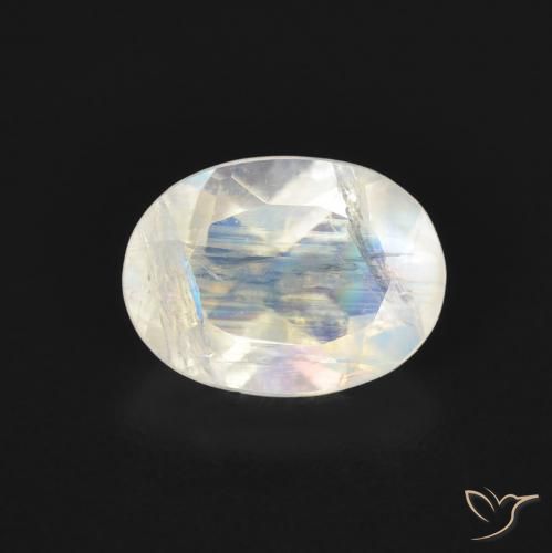 1.14ct Natural Blanco azulado Piedra lunar arcoíris, Ovalada, Transparente
