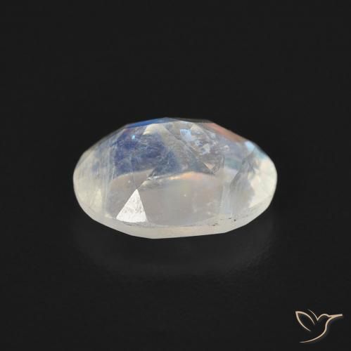 Piedra lunar arcoíris Blanco azulado natural de 1.14 ct, Ovalada, Transparente