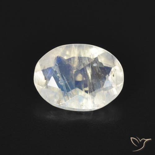 1.00ct Natural Blanco azulado Piedra lunar arcoíris, Ovalada, Transparente