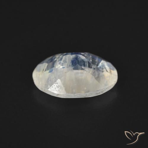 Piedra lunar arcoíris Blanco azulado natural de 1.00 ct, Ovalada, Transparente