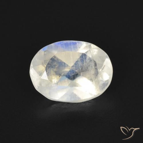 1.13ct Natural Blanco azulado Piedra lunar arcoíris, Ovalada, Transparente