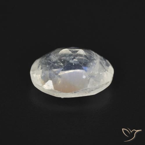 Piedra lunar arcoíris Blanco azulado natural de 1.13 ct, Ovalada, Transparente