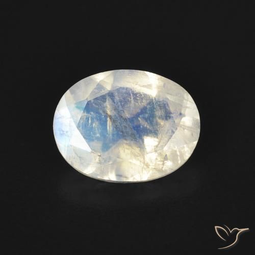 1.45ct Natural Blanco azulado Piedra lunar arcoíris, Ovalada, Transparente