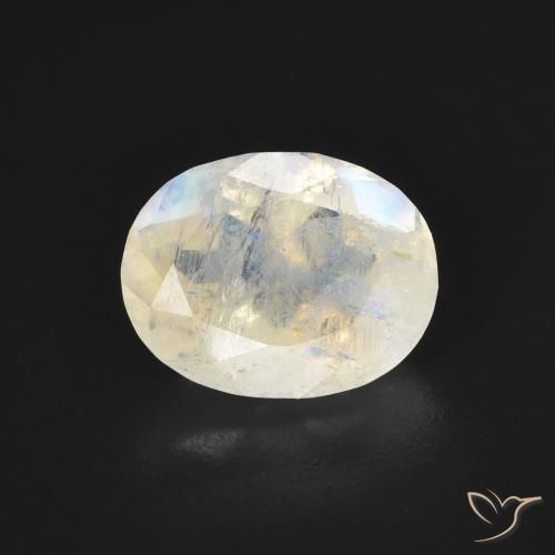 1.75ct Natural Blanco azulado Piedra lunar arcoíris, Ovalada, Transparente