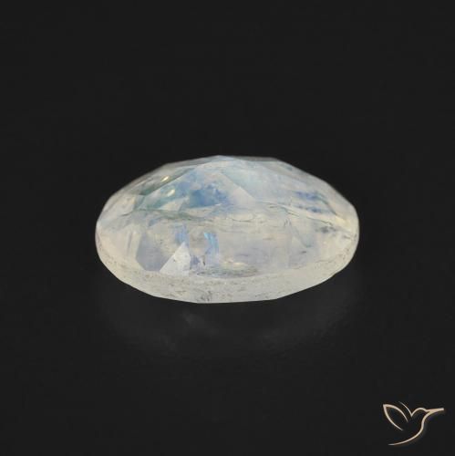 Piedra lunar arcoíris Blanco azulado natural de 1.07 ct, Ovalada, Transparente