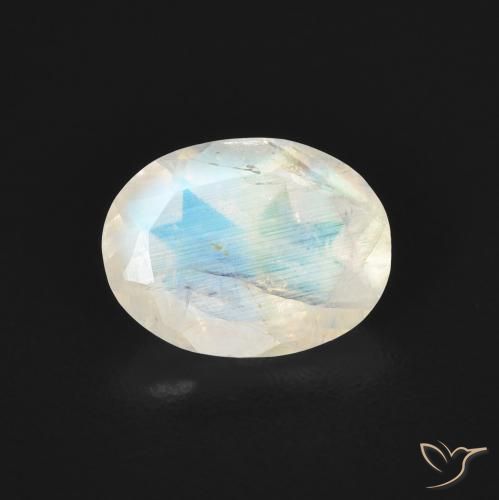 1.06ct Natural Blanco azulado Piedra lunar arcoíris, Ovalada, Transparente