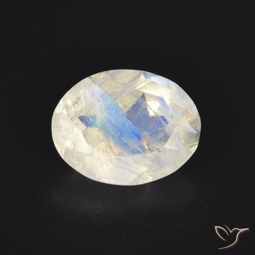 1.68ct Natural Blanco azulado Piedra lunar arcoíris, Ovalada, Transparente