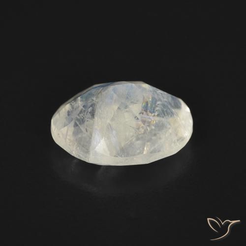 Piedra lunar arcoíris Blanco azulado natural de 1.68 ct, Ovalada, Transparente